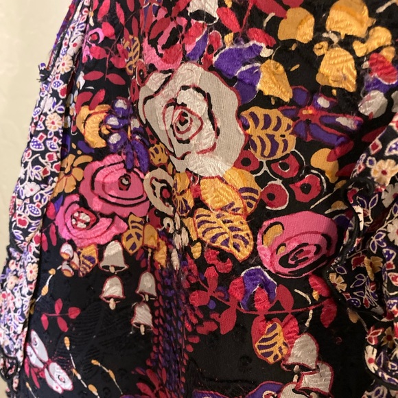 Anna Sui Silk MIDI Length Asymmetrical Floral Skirt Size 6 - Picture 10 of 12